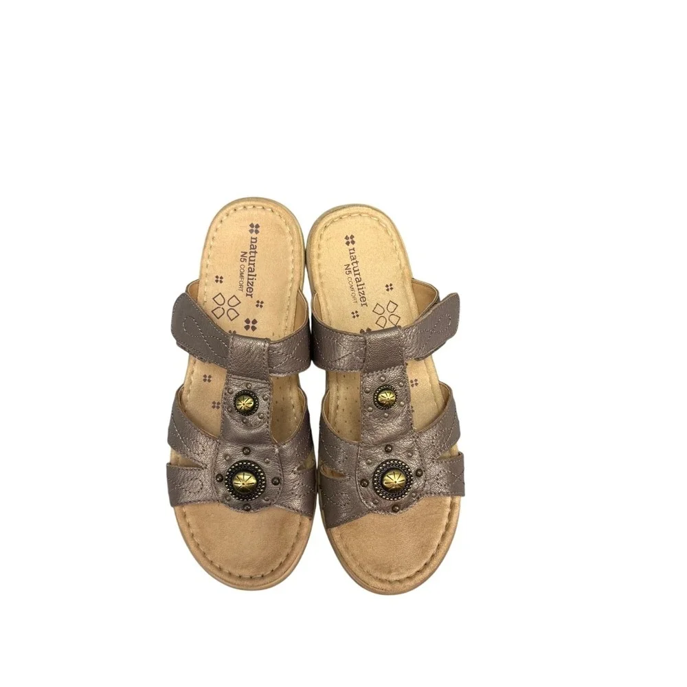 Naturalizer Journie Nickel Alloy‎ Sandals Women's Size 8.5M Leather Upper